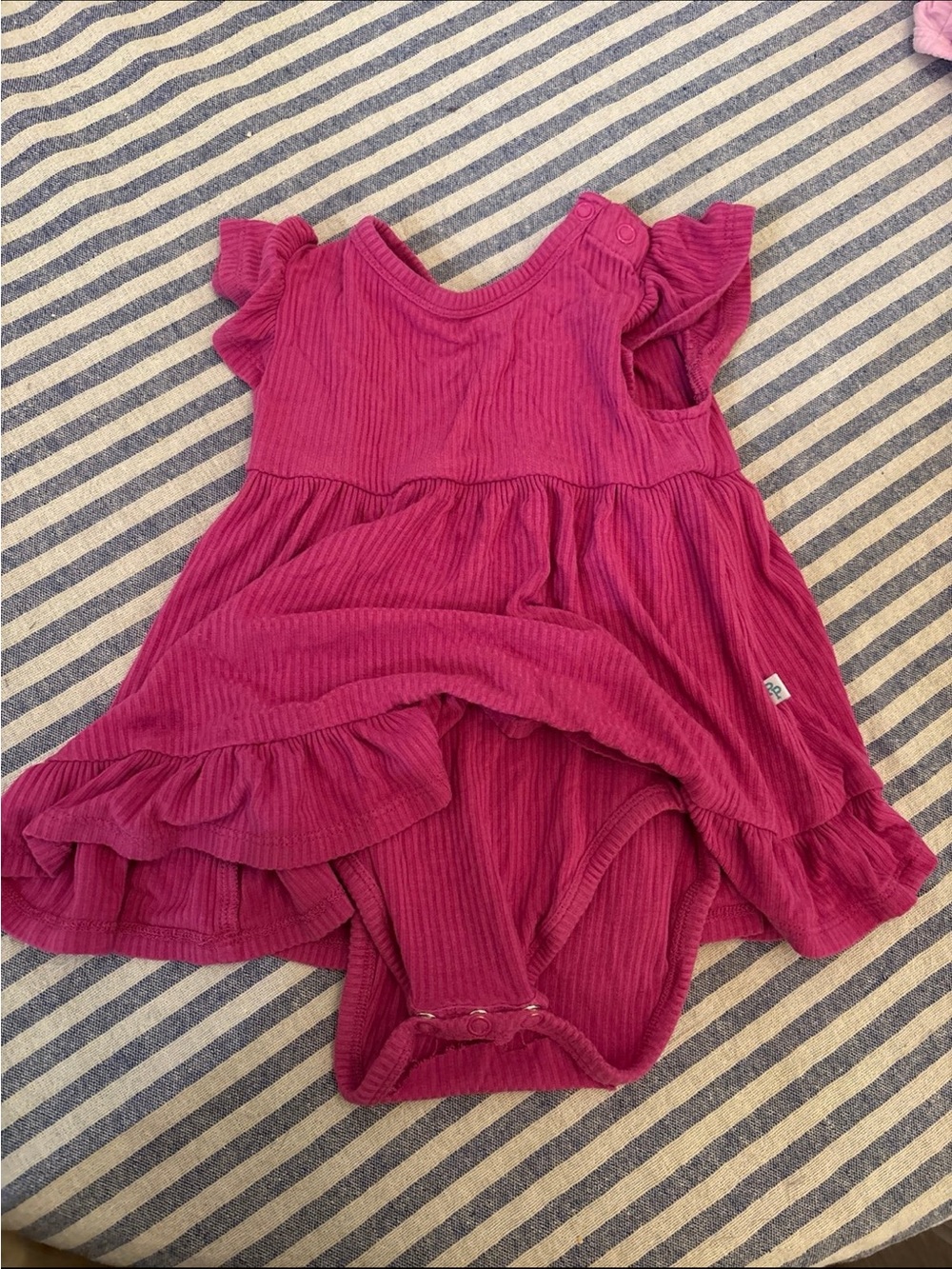 Magenta Ribbed Ruffle Baby Dress Bodysuit Posh Peanut